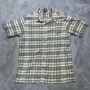 Patagonia Shirt Mens XL Green‎ Yellow A/C Lightweight Organic Cotton Button Up